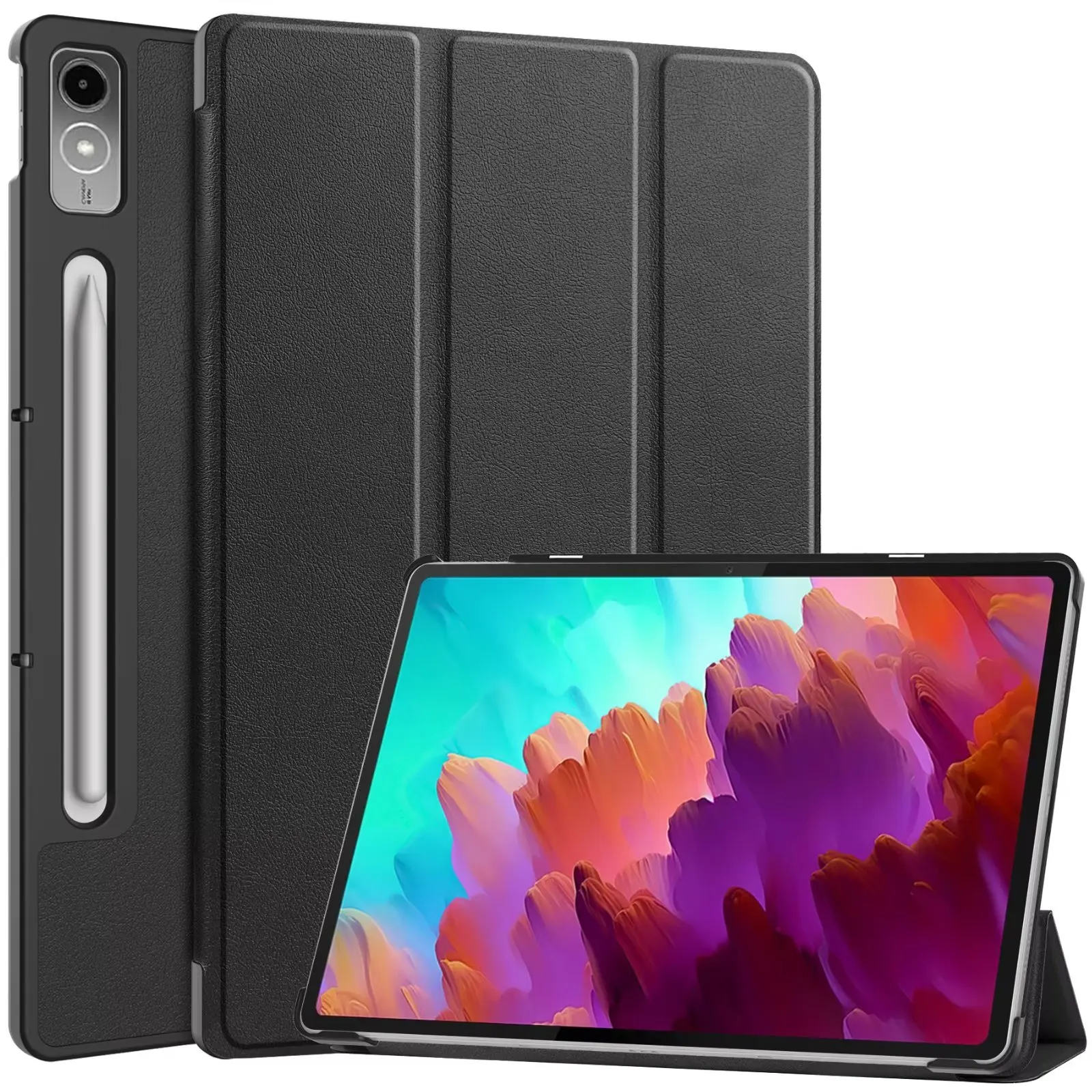 Lenovo Tablet P12 Accessories - Tri-fold Magnetic Leather Stand-Style Hard Smart